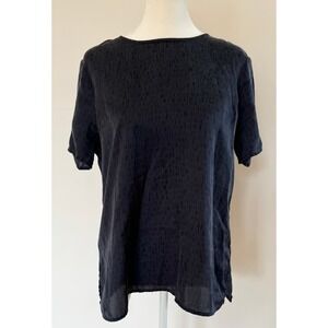 Eileen Fisher Silk & Organic Cotton Blouse Size SP (printed shortsleeve)